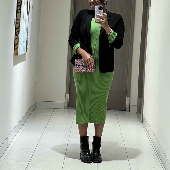 NWT Women's Long Sleeve Sweater Dress - A New Day Green M - Picture 4 of 5